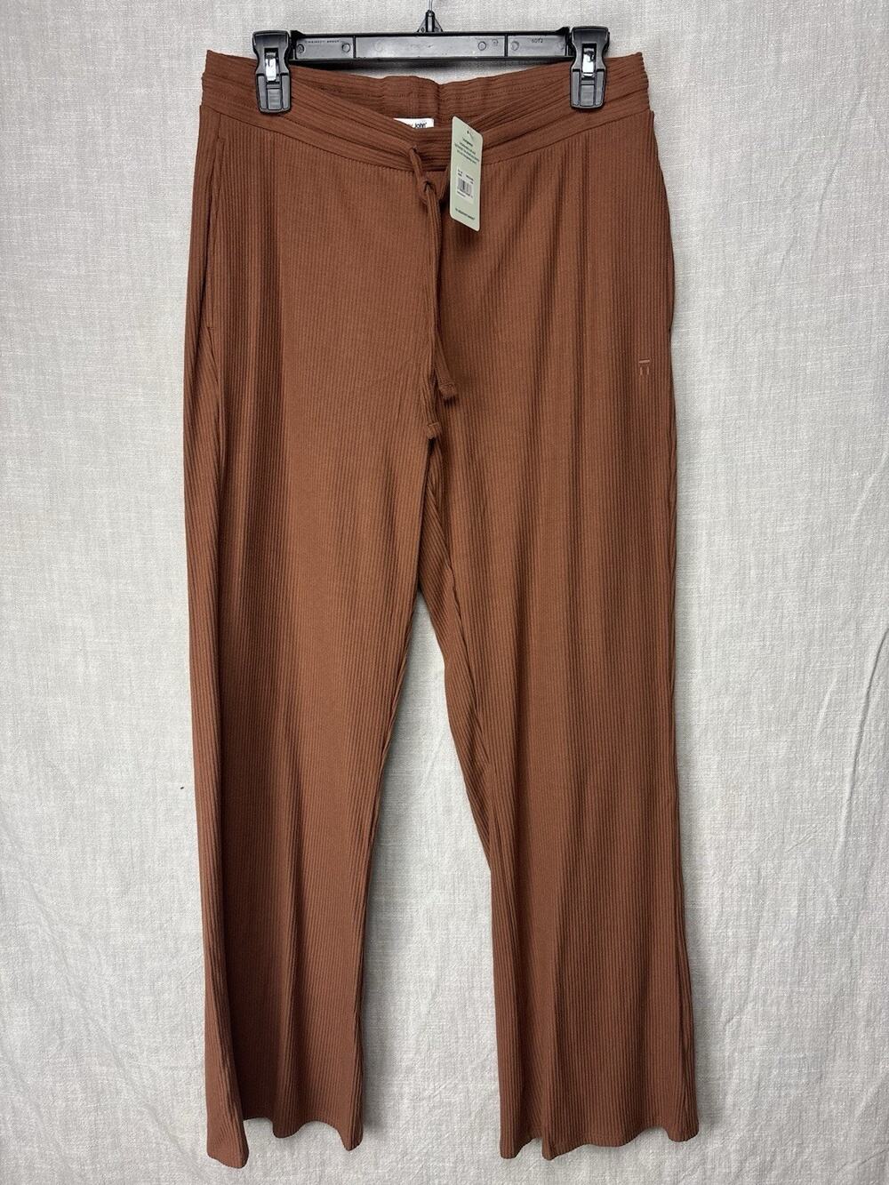 New Tommy John Women’s Brushed Rib Wide Leg Lounge Pants Soft Mink Medium